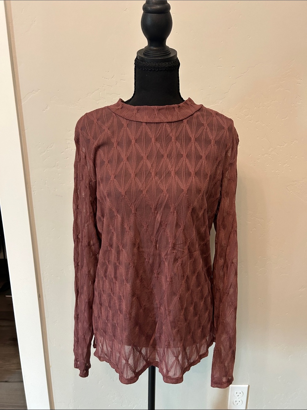 Maurices Dusty Rose Long Sleeve See Through Top XL
